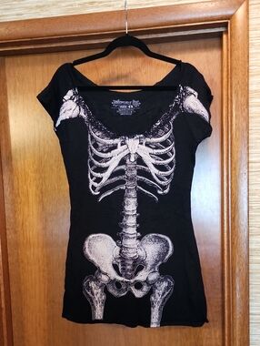 Kreepsville Black Skeleton Print Womens Tunic Dress